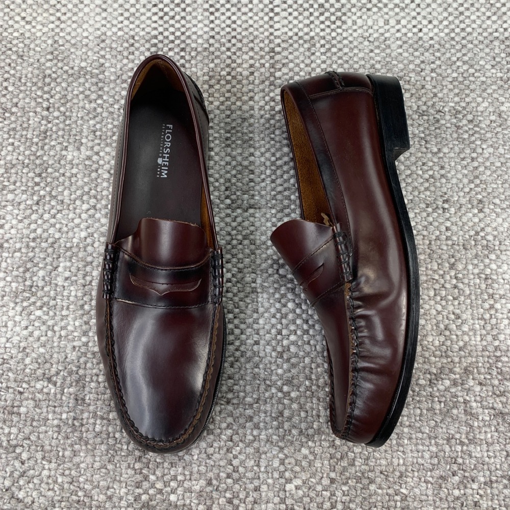 Florsheim Penny Loafer Mens 15 D Burgundy Leather 17058-05 Dress Shoes Classic